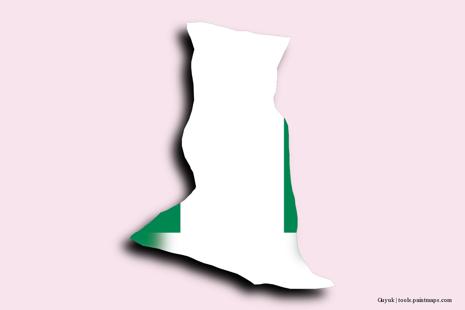 flag map of Guyuk with 3D shadow effect