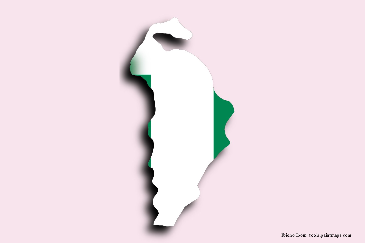 flag map of Ibiono Ibom with 3D shadow effect