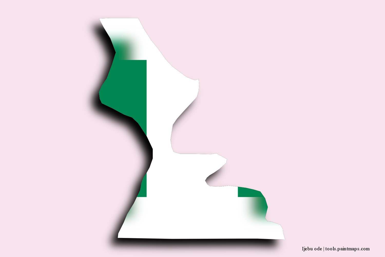 flag map of Ijebu Ode with 3D shadow effect