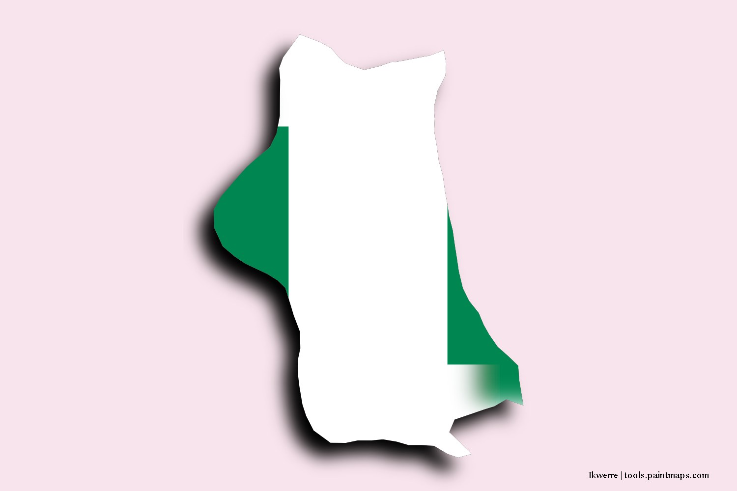 flag map of Ikwerre with 3D shadow effect