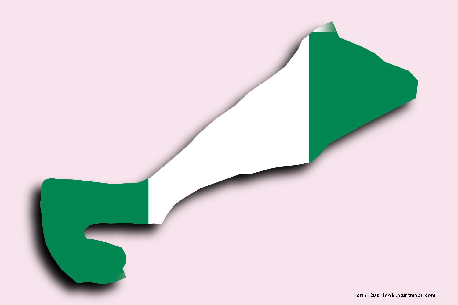 flag map of Ilorin East with 3D shadow effect