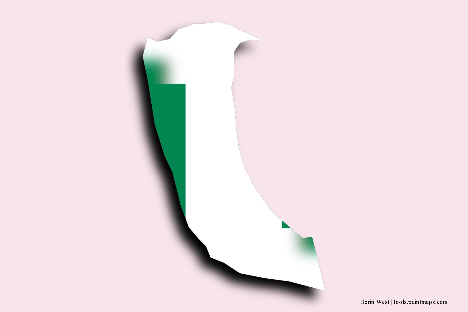 flag map of Ilorin West with 3D shadow effect