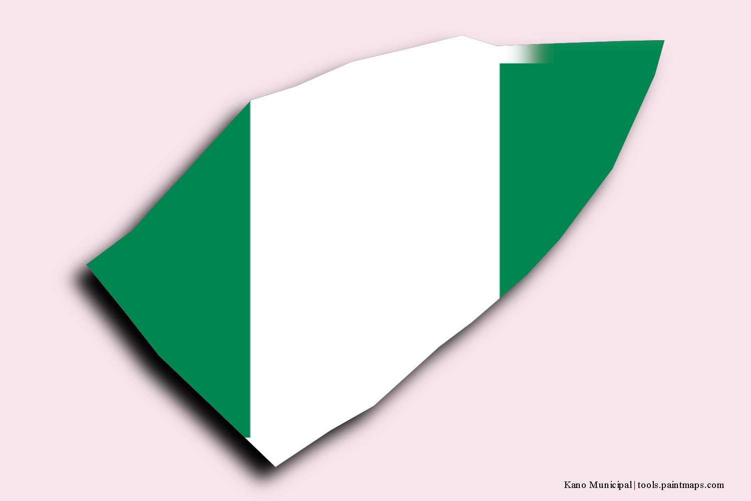 flag map of Kano Municipal with 3D shadow effect