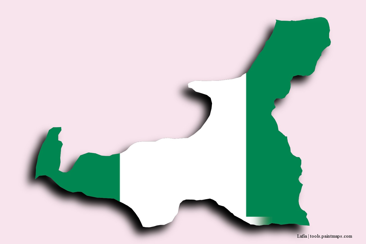 flag map of Lafia with 3D shadow effect