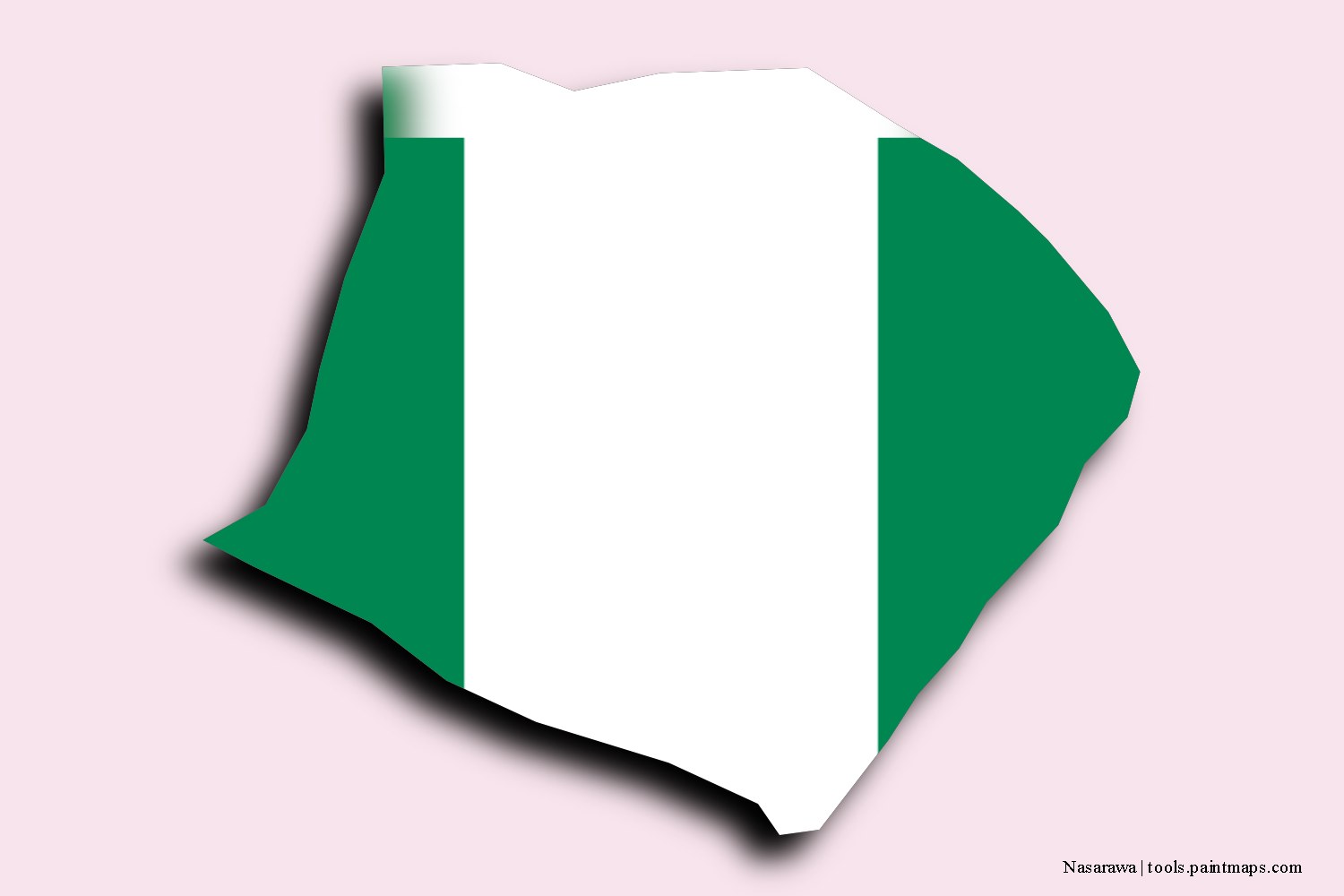 flag map of Nasarawa with 3D shadow effect