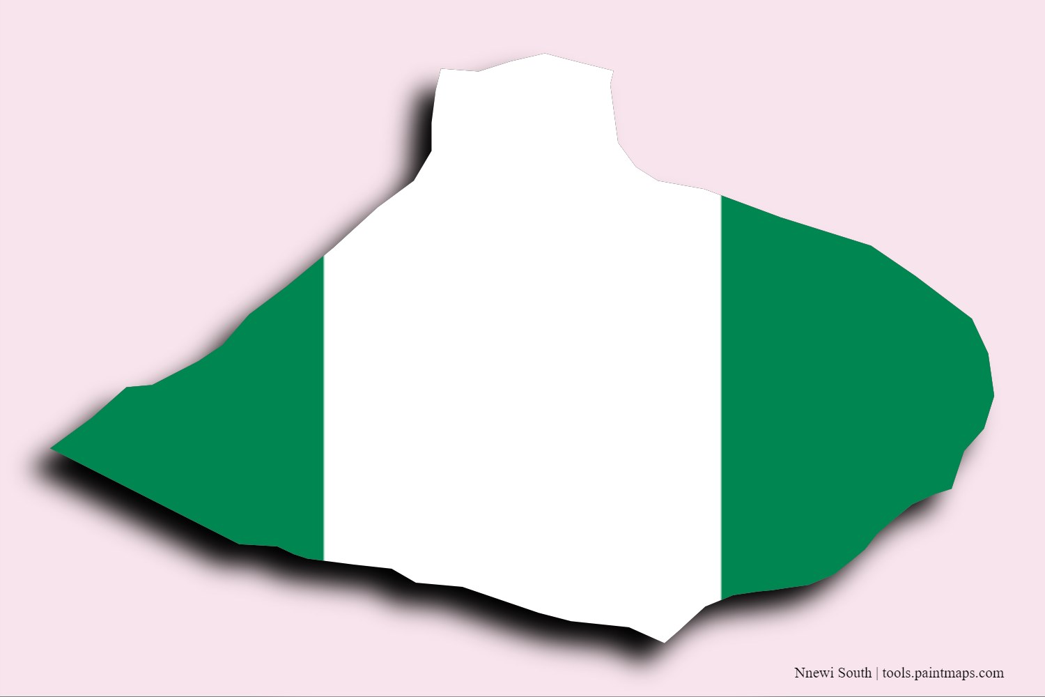 flag map of Nnewi South with 3D shadow effect