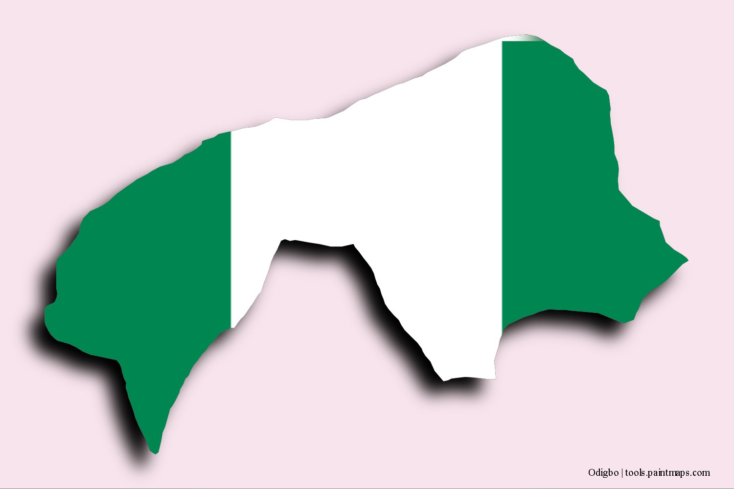 flag map of Odigbo with 3D shadow effect