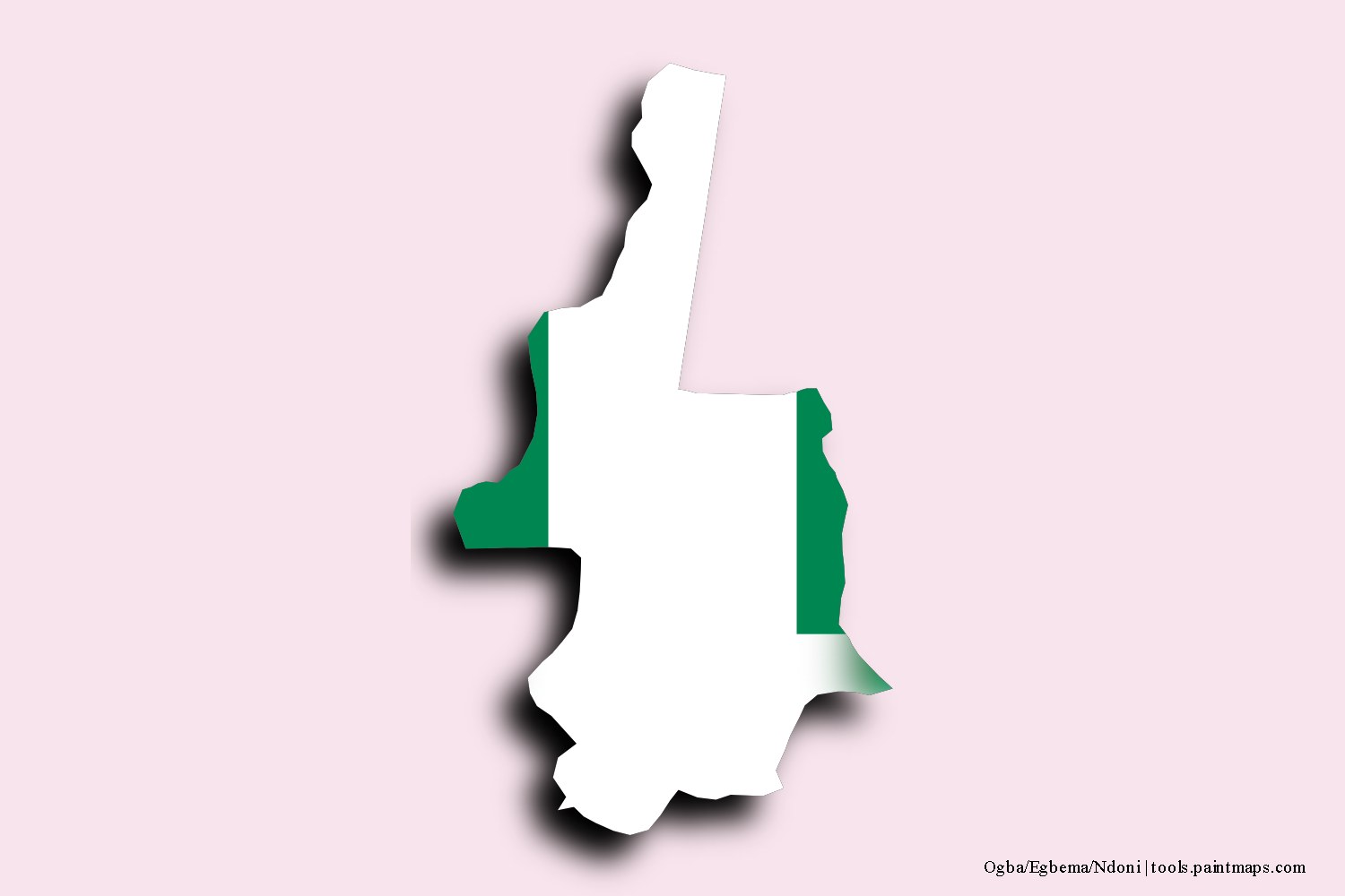 Mapa de la bandera de Ogba/Egbema/Ndoni con efecto de sombra 3D