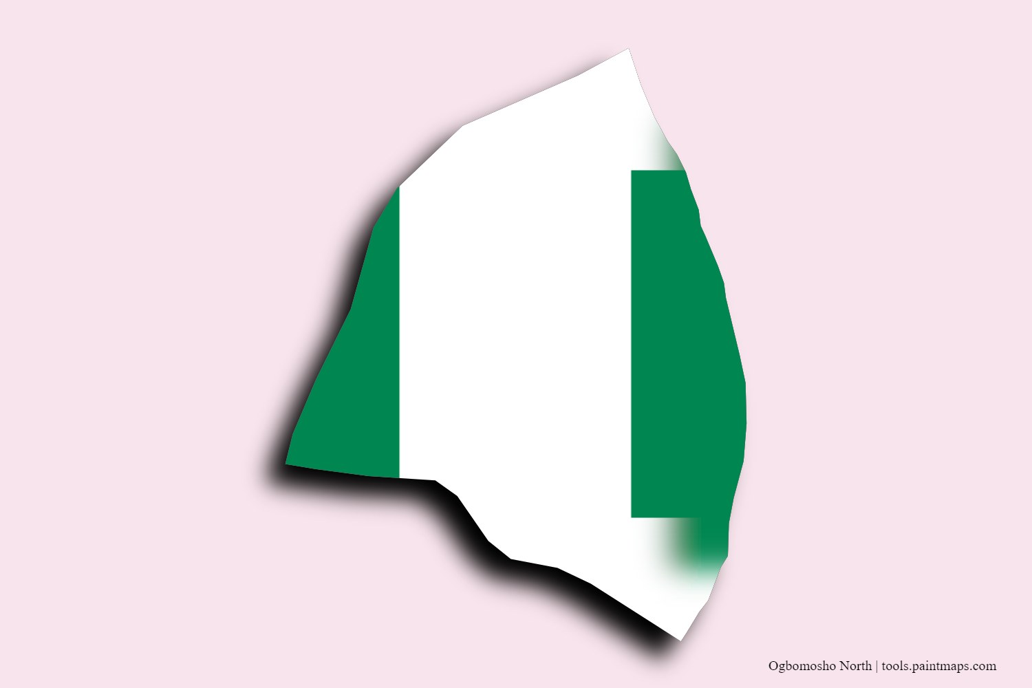 flag map of Ogbomosho North with 3D shadow effect