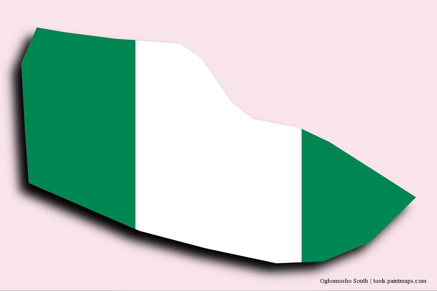 flag map of Ogbmosho South with 3D shadow effect