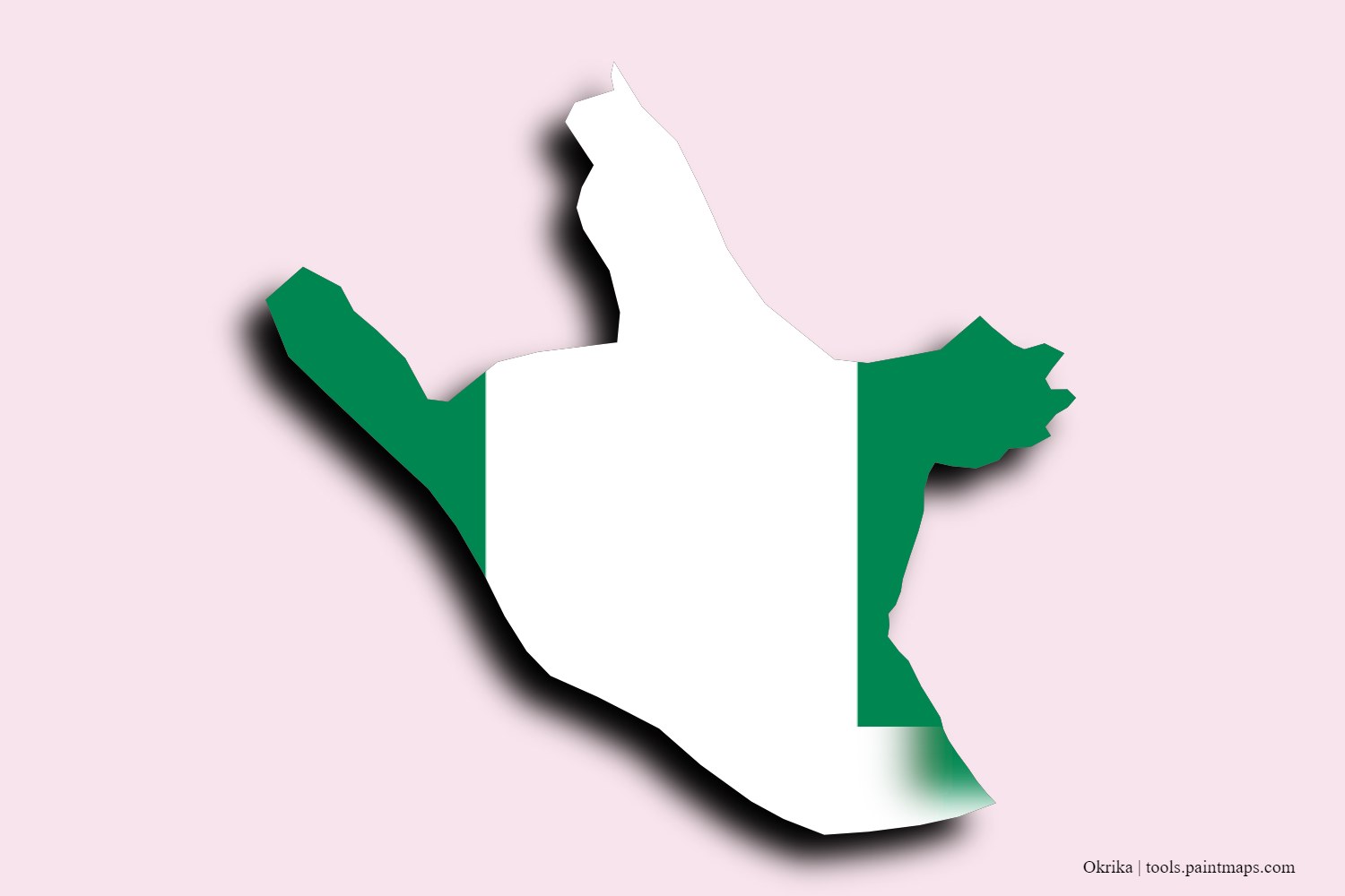 flag map of Okrika with 3D shadow effect