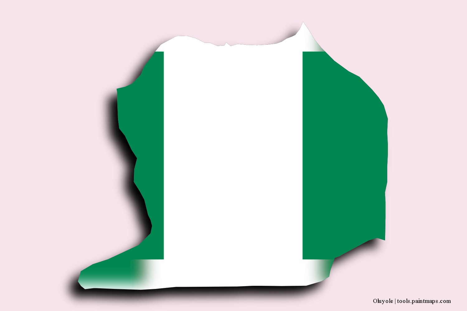 flag map of Oluyole with 3D shadow effect