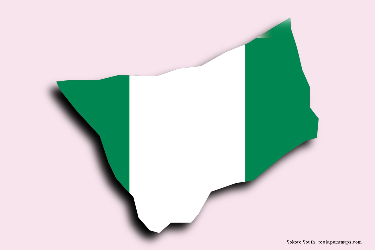 Mapa de la bandera de Sokoto South con efecto de sombra 3D