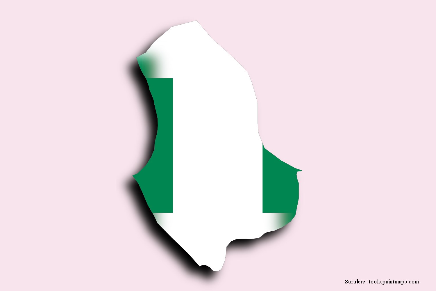 flag map of Surulere with 3D shadow effect