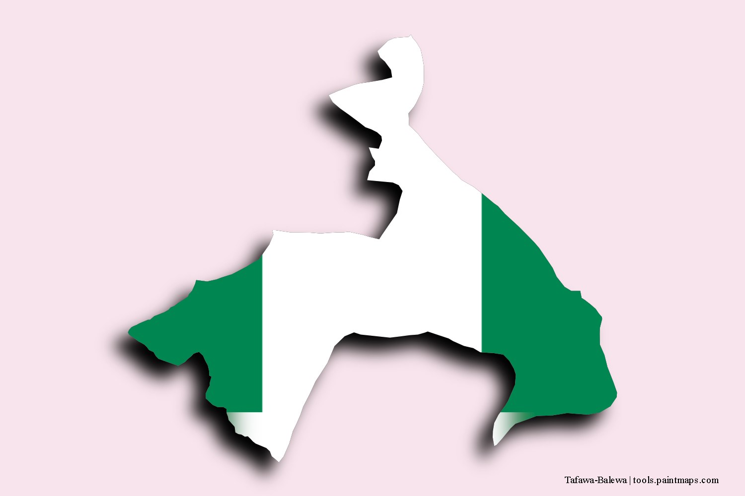 flag map of Tafawa-Balewa with 3D shadow effect