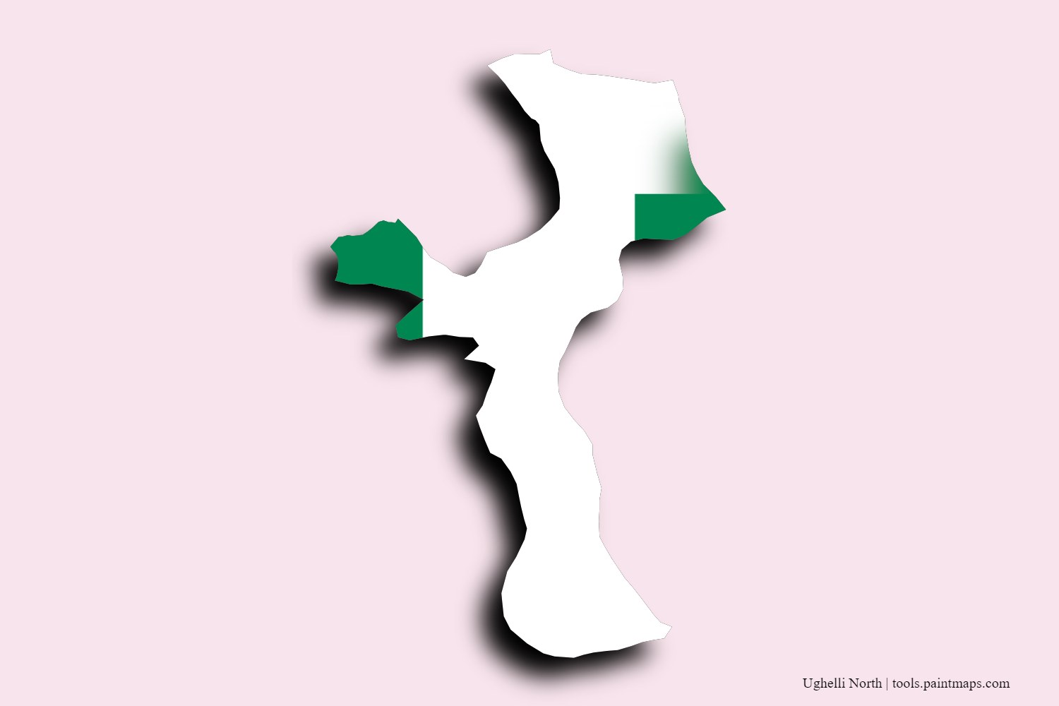 flag map of Ughelli North with 3D shadow effect