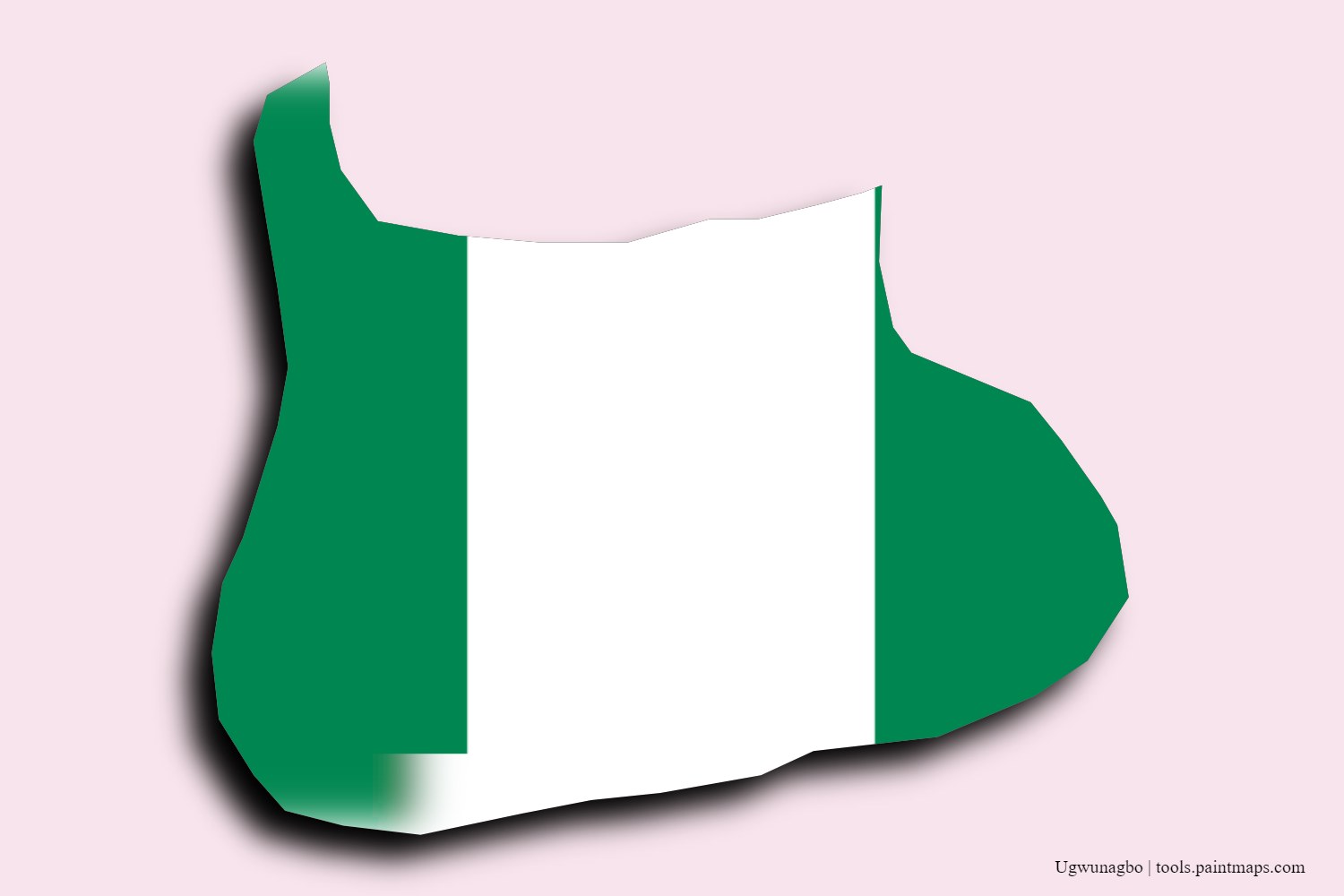 flag map of Ugwunagbo with 3D shadow effect