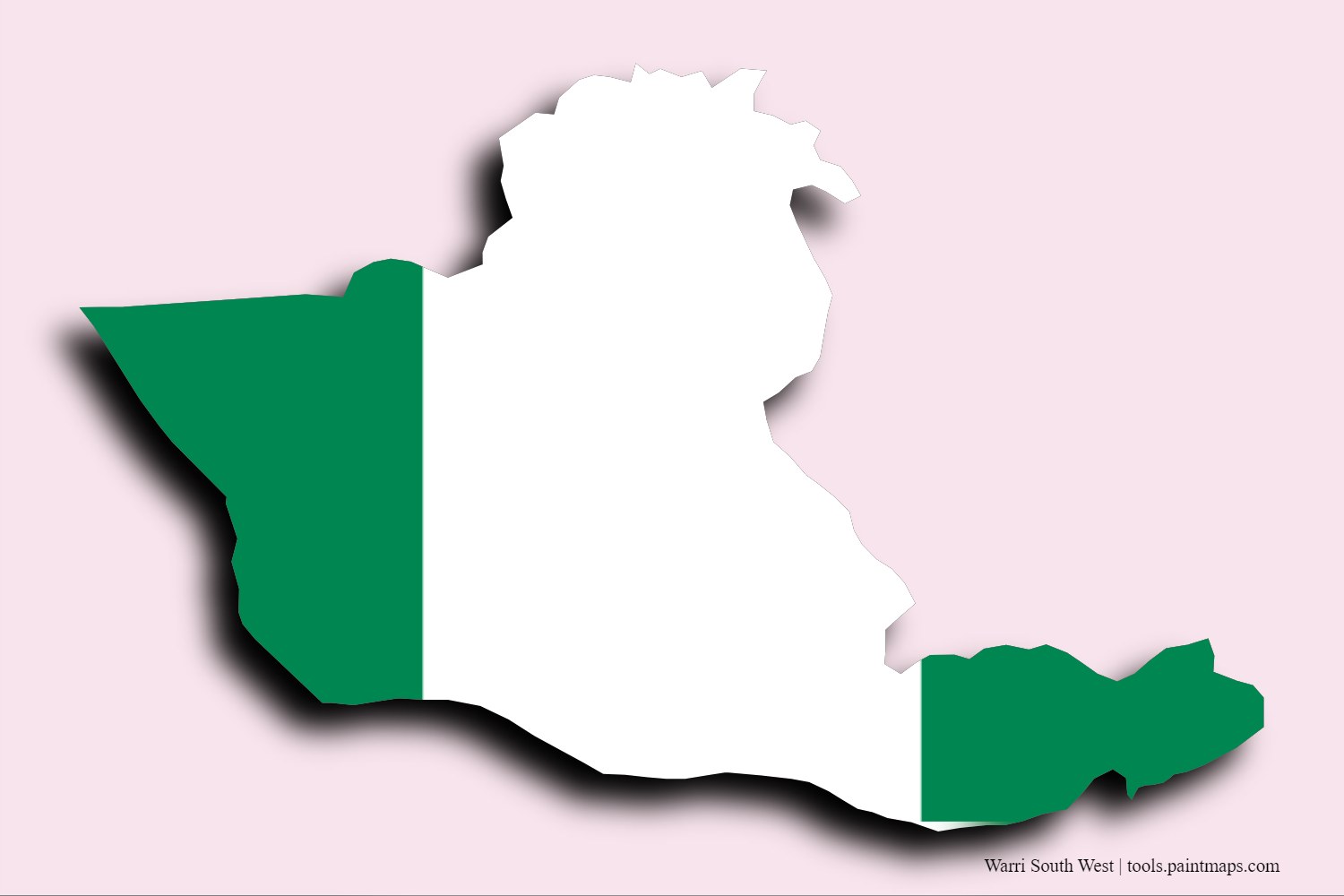 flag map of Warri South West with 3D shadow effect