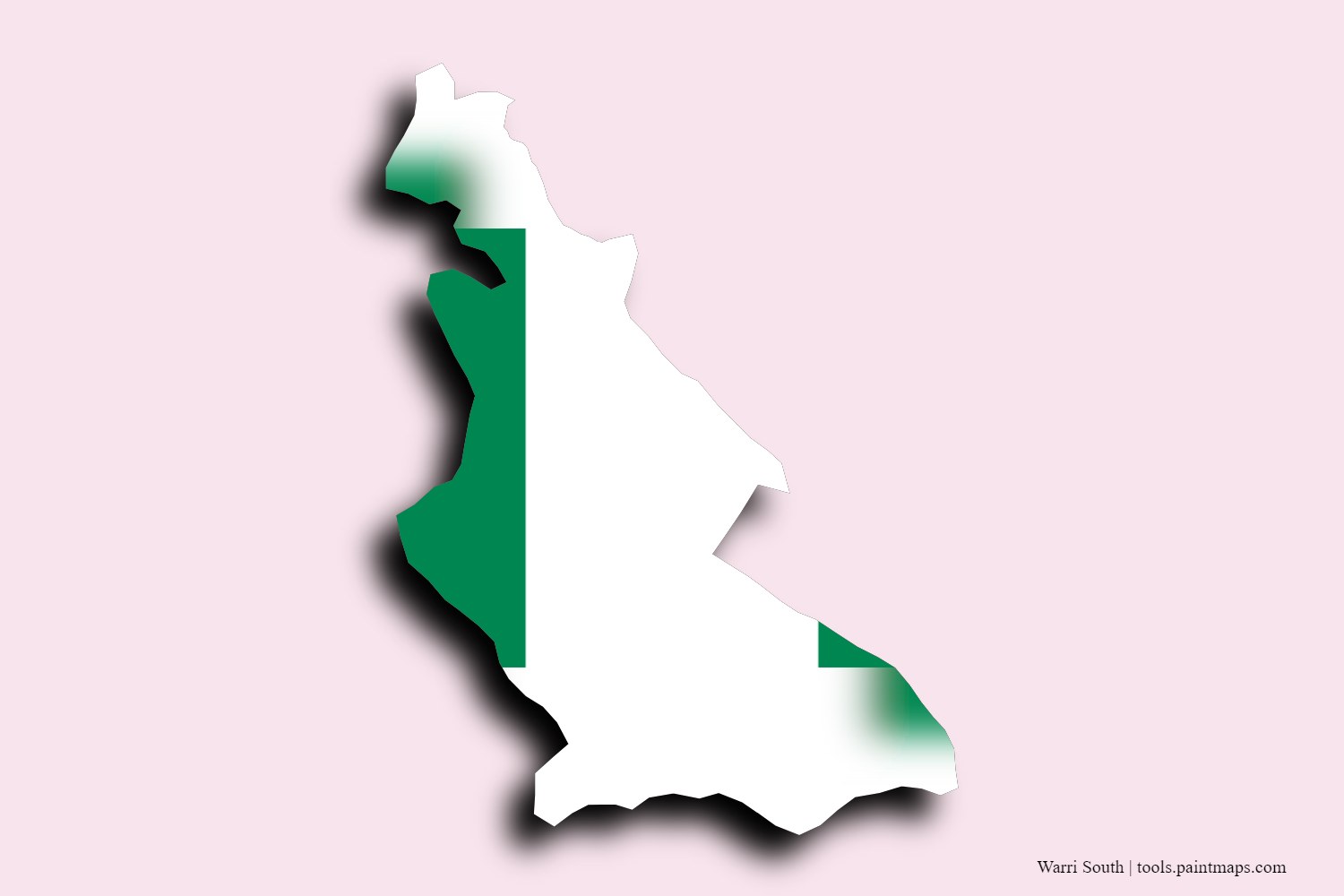 flag map of Warri South with 3D shadow effect