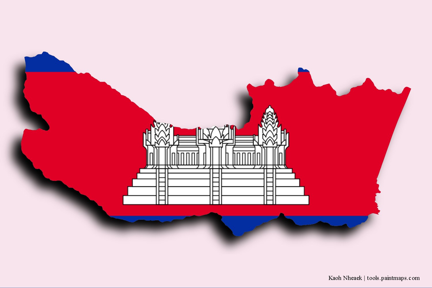 Mapa de la bandera de Kaoh Nheaek con efecto de sombra 3D