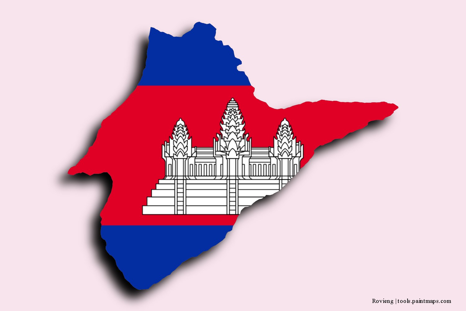 Mapa de la bandera de Rovieng con efecto de sombra 3D