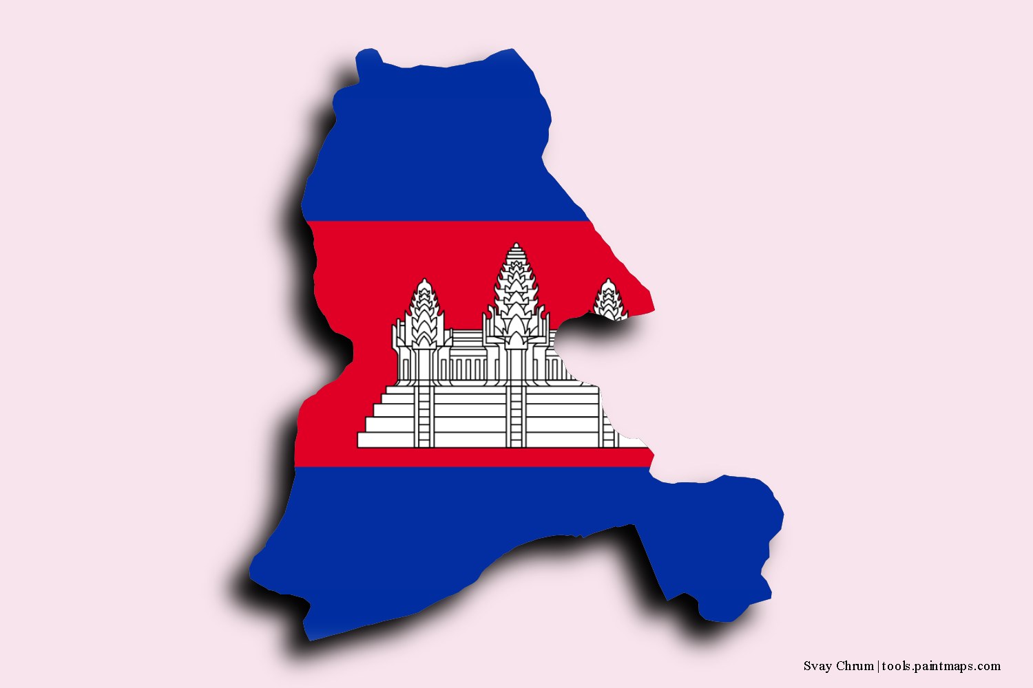 flag map of Svay Chrum with 3D shadow effect