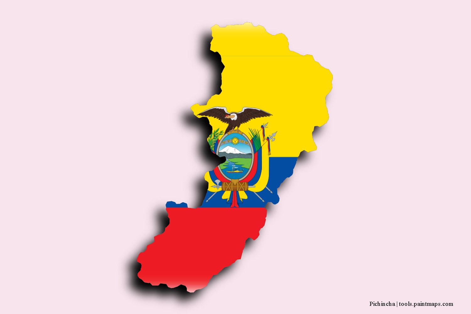 Mapa de la bandera de Pichincha con efecto de sombra 3D