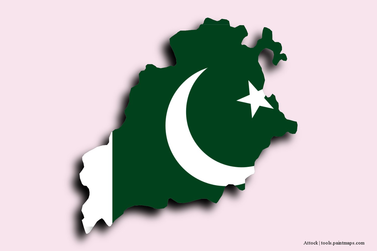 flag map of Attock with 3D shadow effect