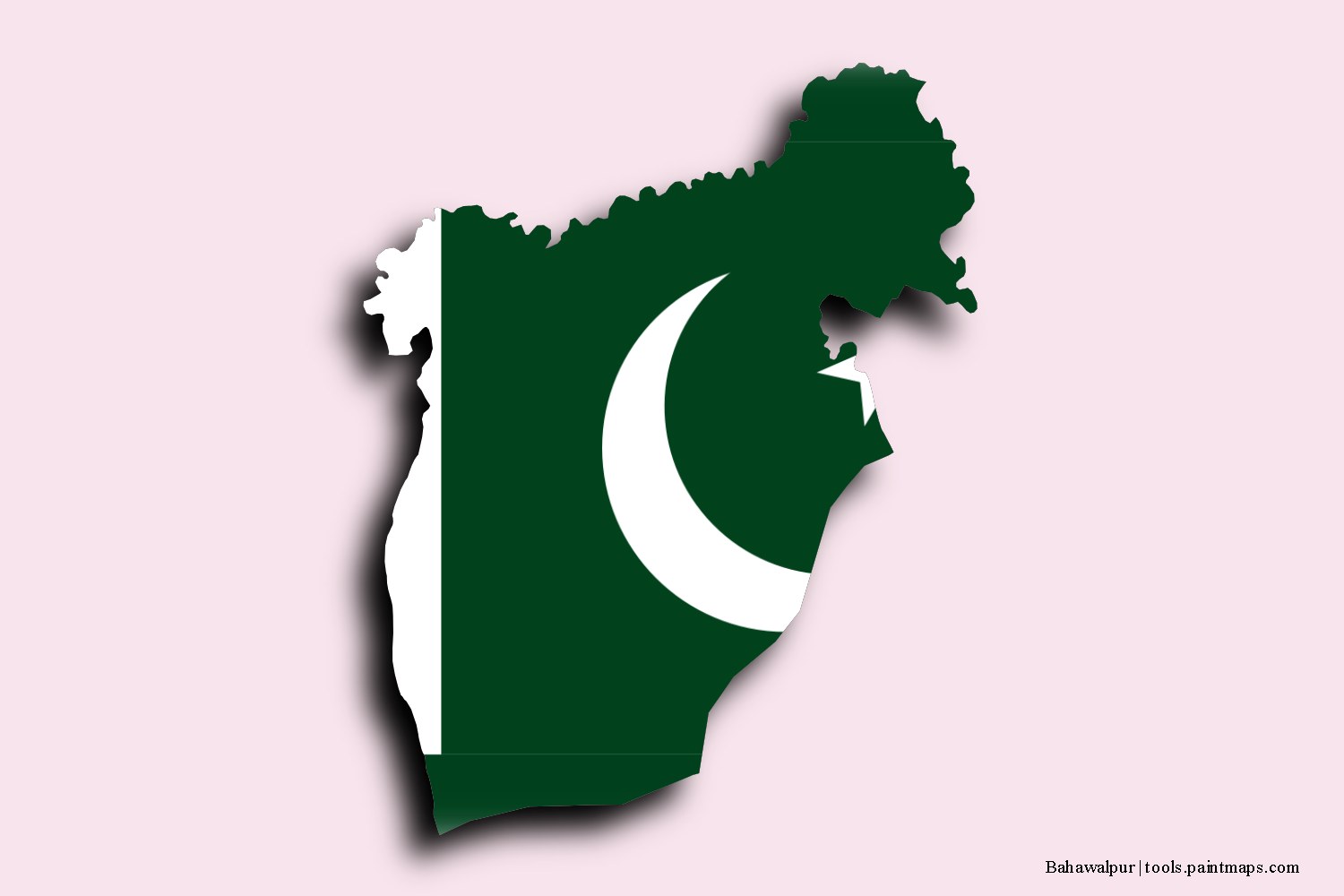 flag map of Bahawalpur with 3D shadow effect