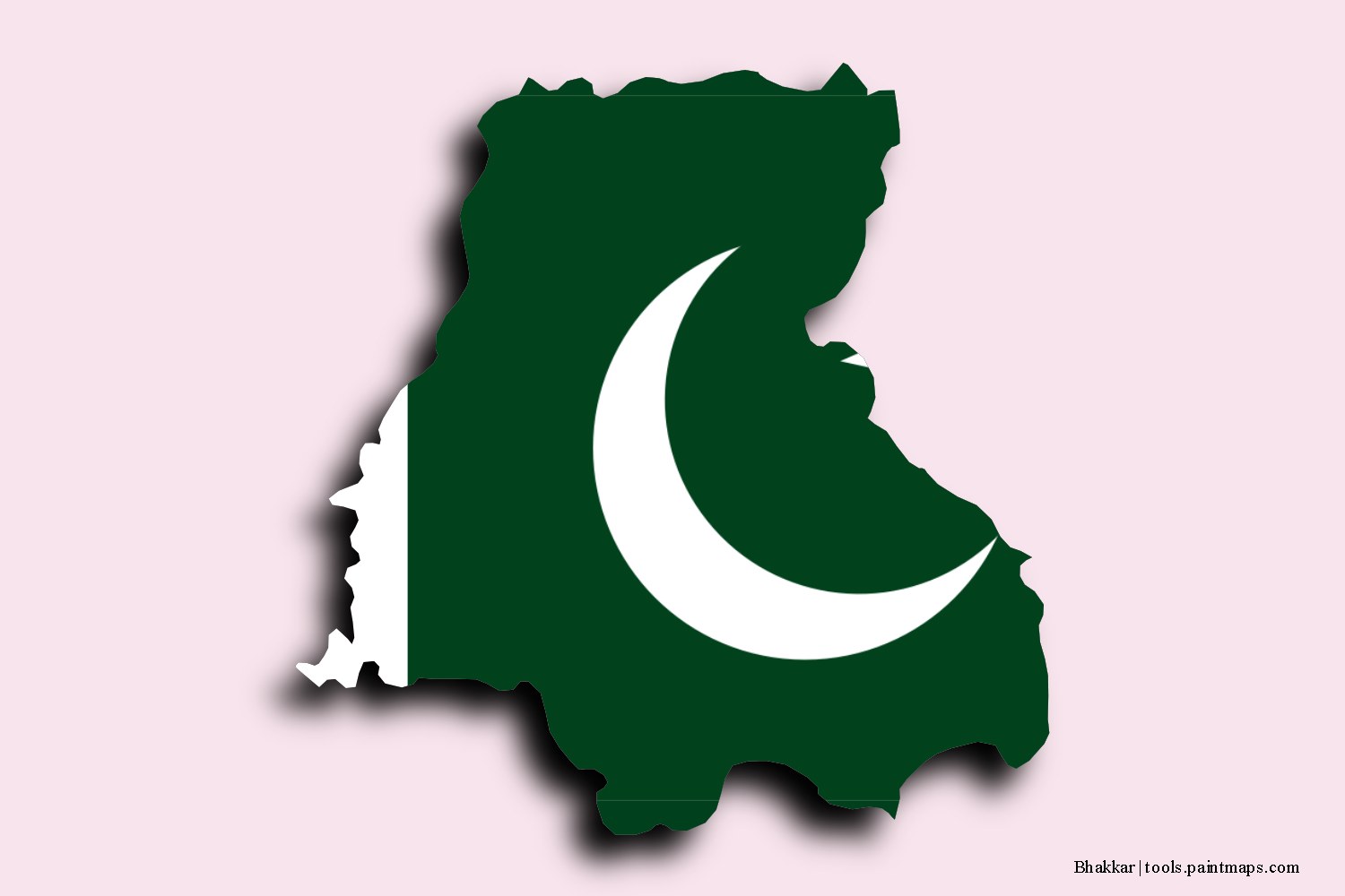 flag map of Bhakkar with 3D shadow effect