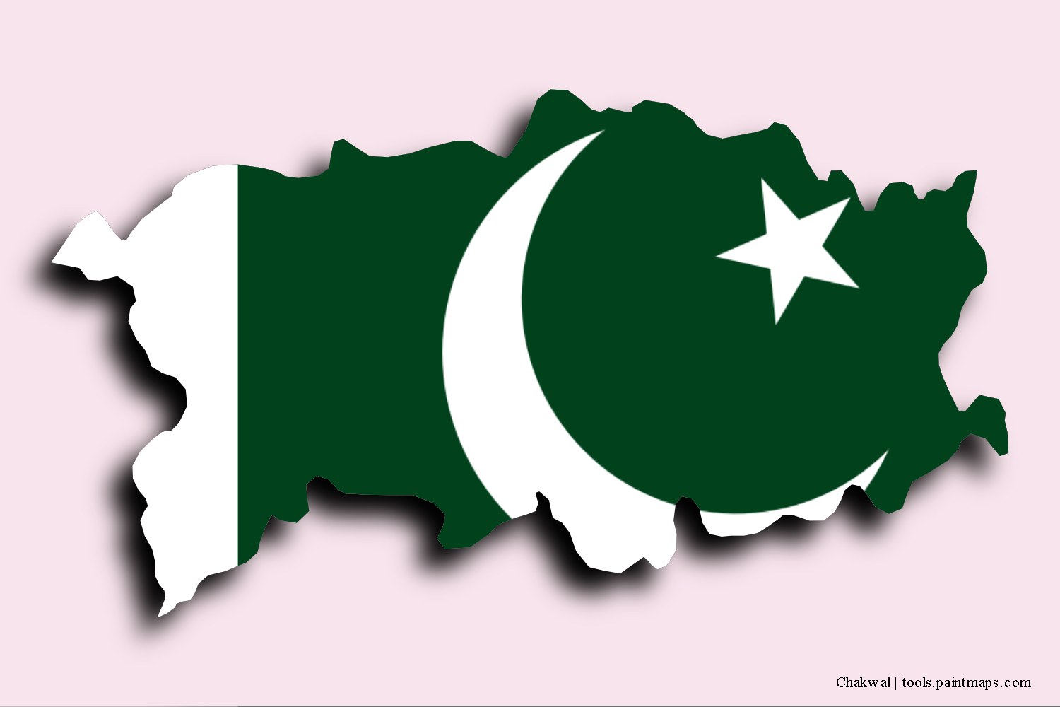 flag map of Chakwal with 3D shadow effect