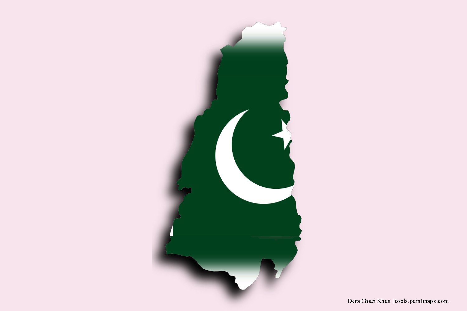 flag map of Dera Ghazi Khan with 3D shadow effect