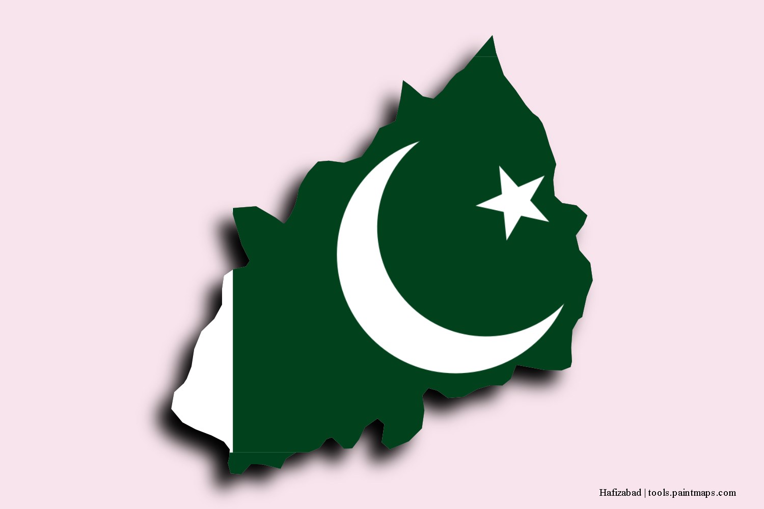 flag map of Hafizabad with 3D shadow effect