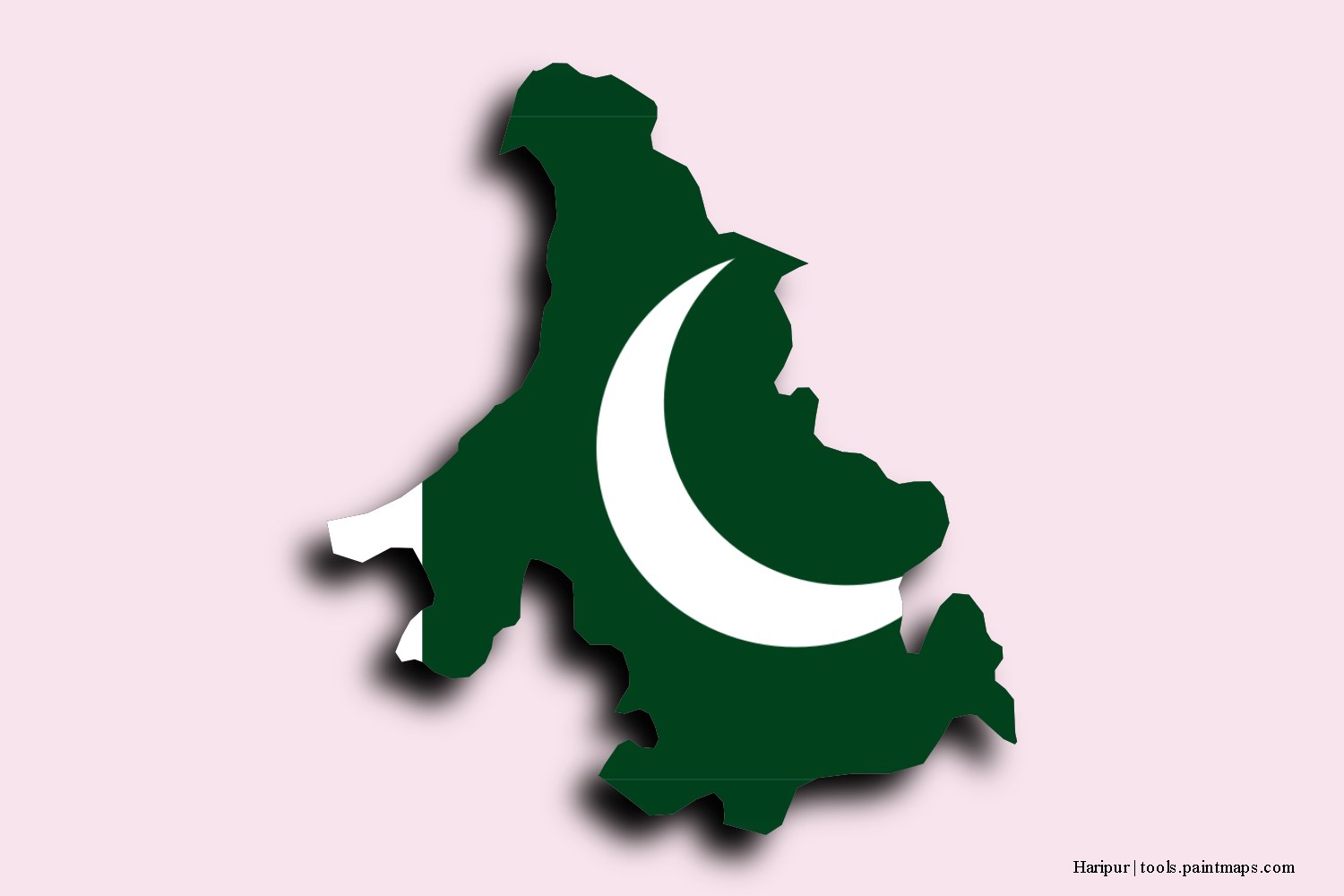 flag map of Haripur with 3D shadow effect