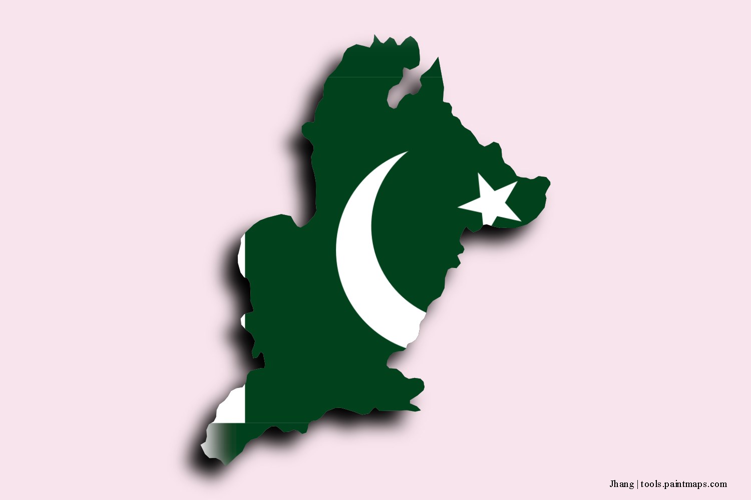 flag map of Jhang with 3D shadow effect