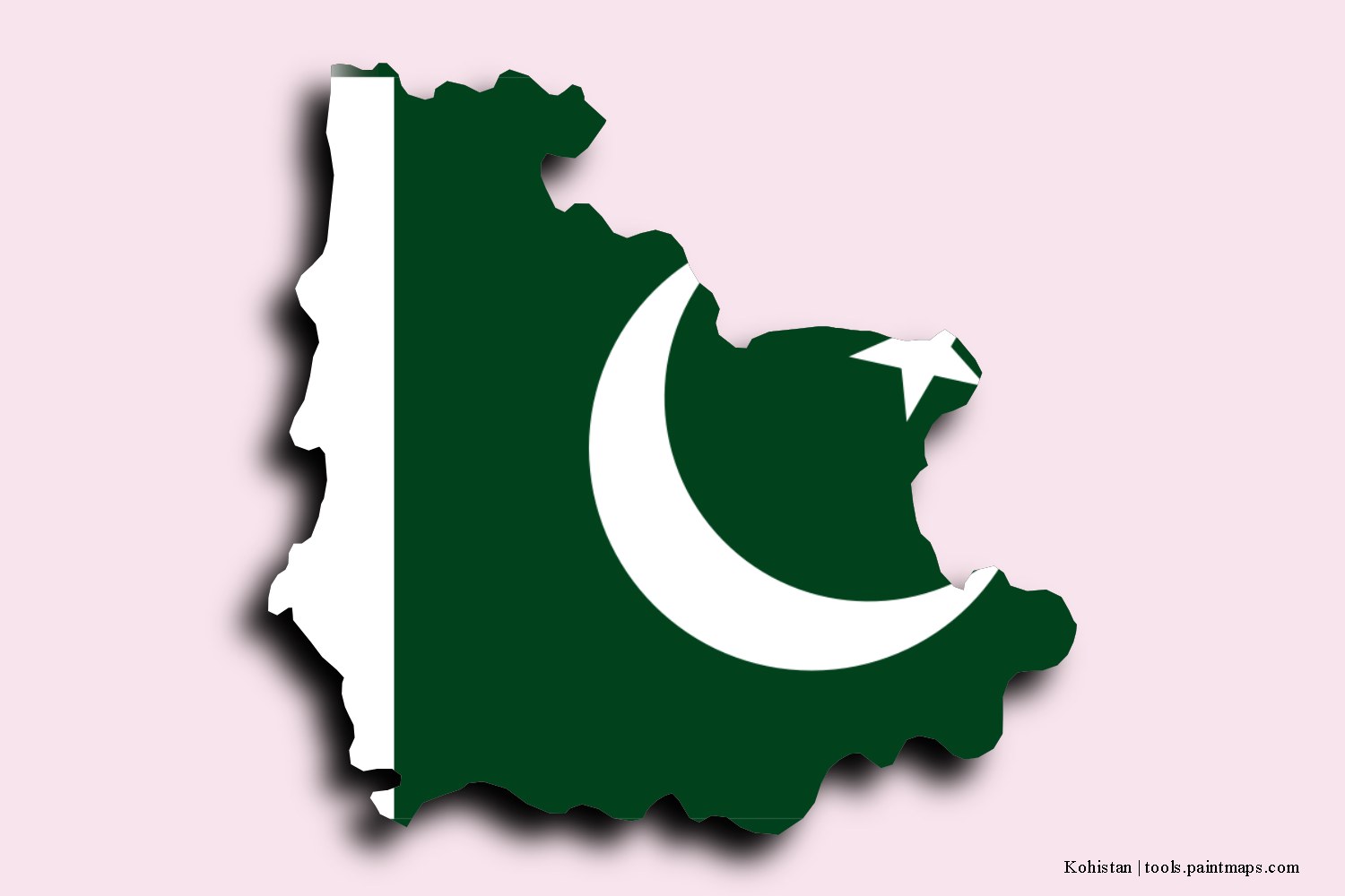 flag map of Kohistan with 3D shadow effect