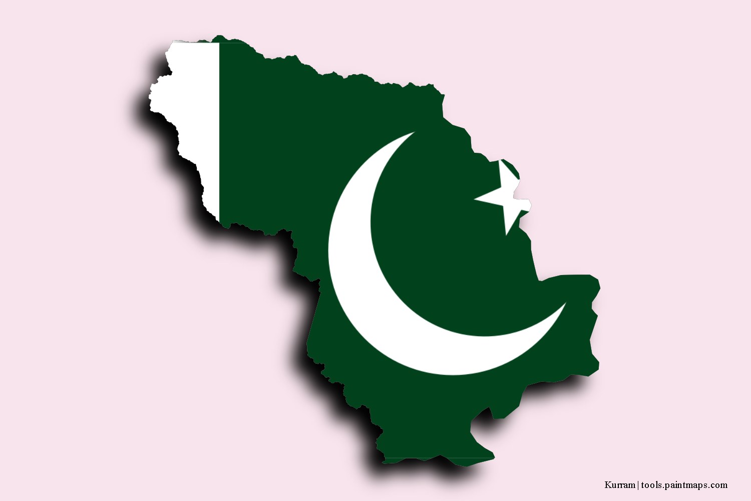 flag map of Kurram with 3D shadow effect