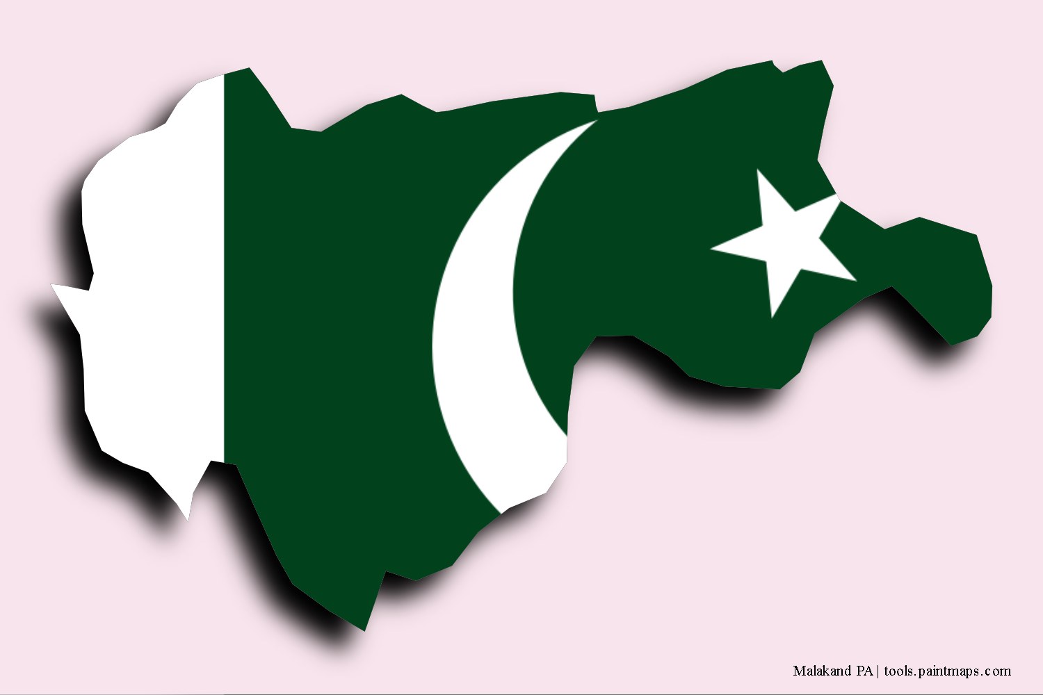 flag map of Malakand PA with 3D shadow effect