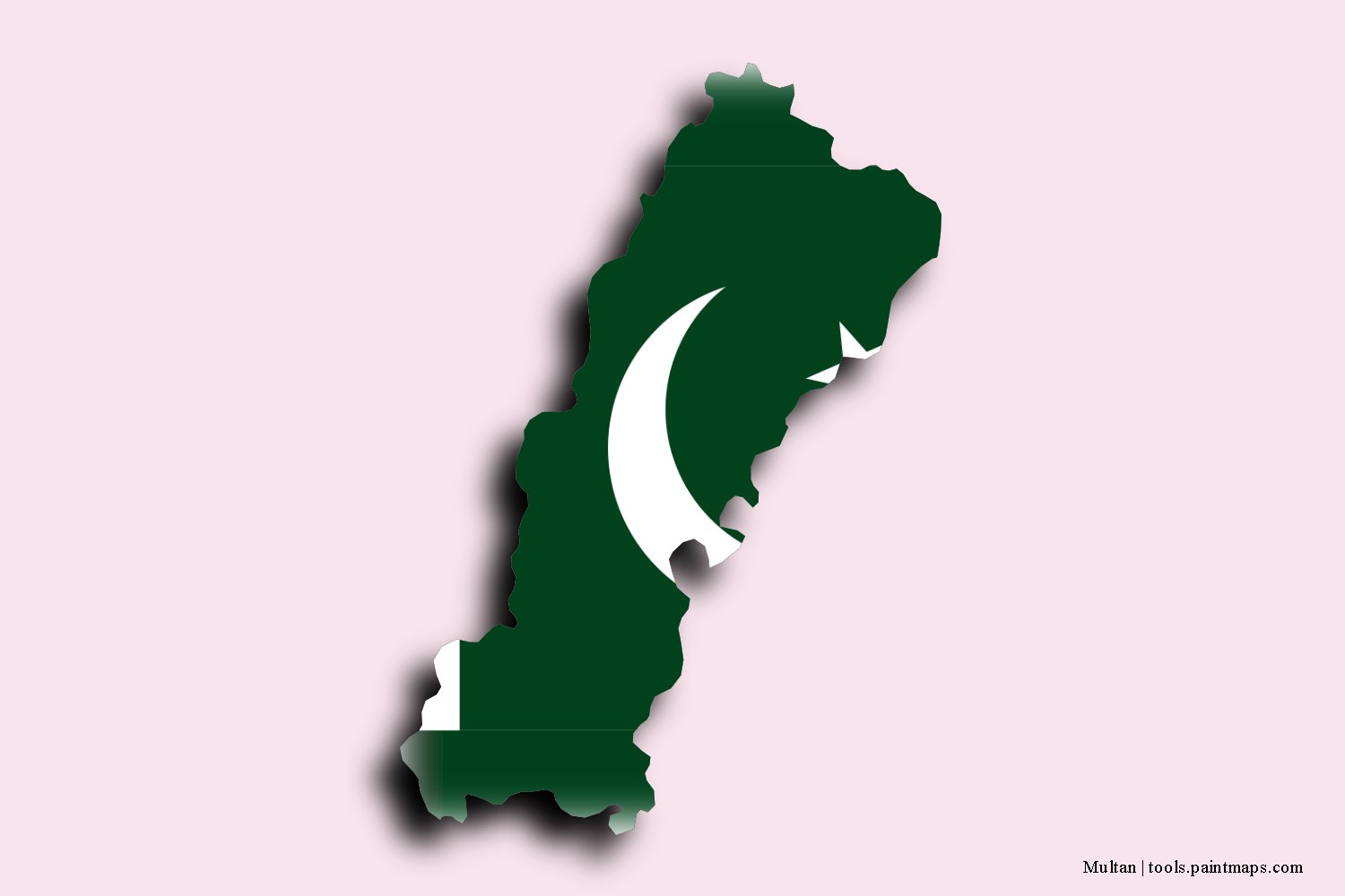 flag map of Multan with 3D shadow effect