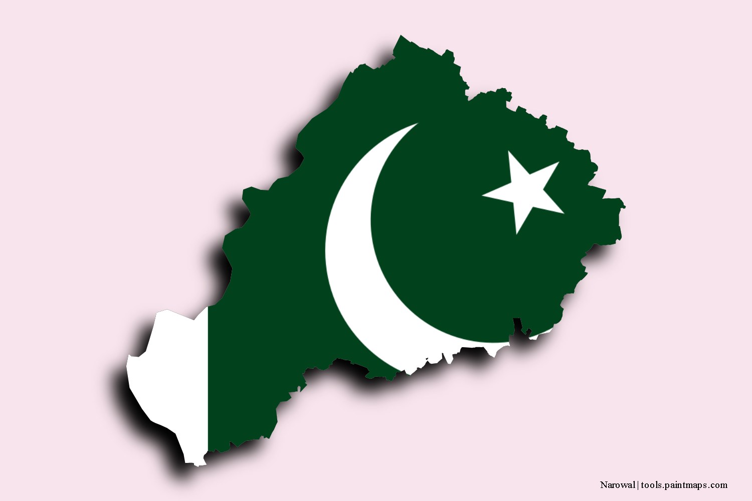 flag map of Narowal with 3D shadow effect