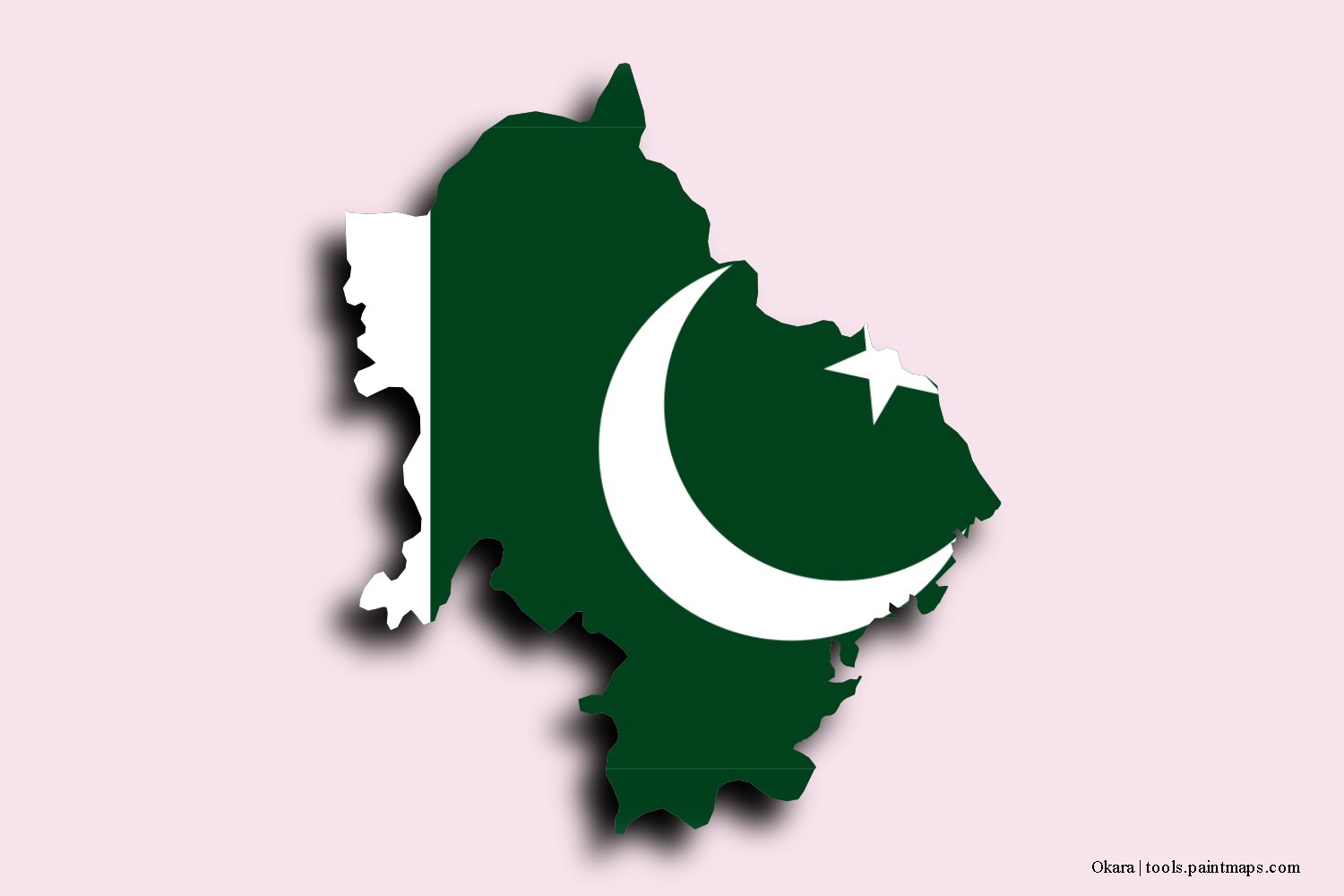 flag map of Okara with 3D shadow effect