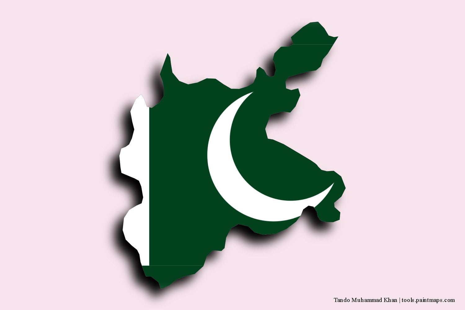 flag map of Tando Muhammad Khan with 3D shadow effect