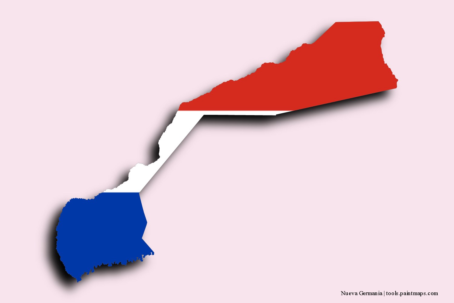 Bayraklı Nueva Germania haritası (3D gölgeli)