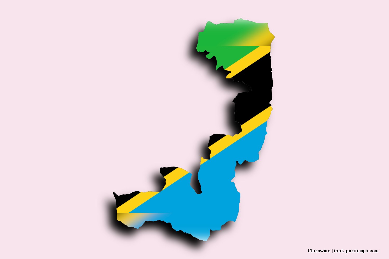 Mapa de la bandera de Chamwino con efecto de sombra 3D