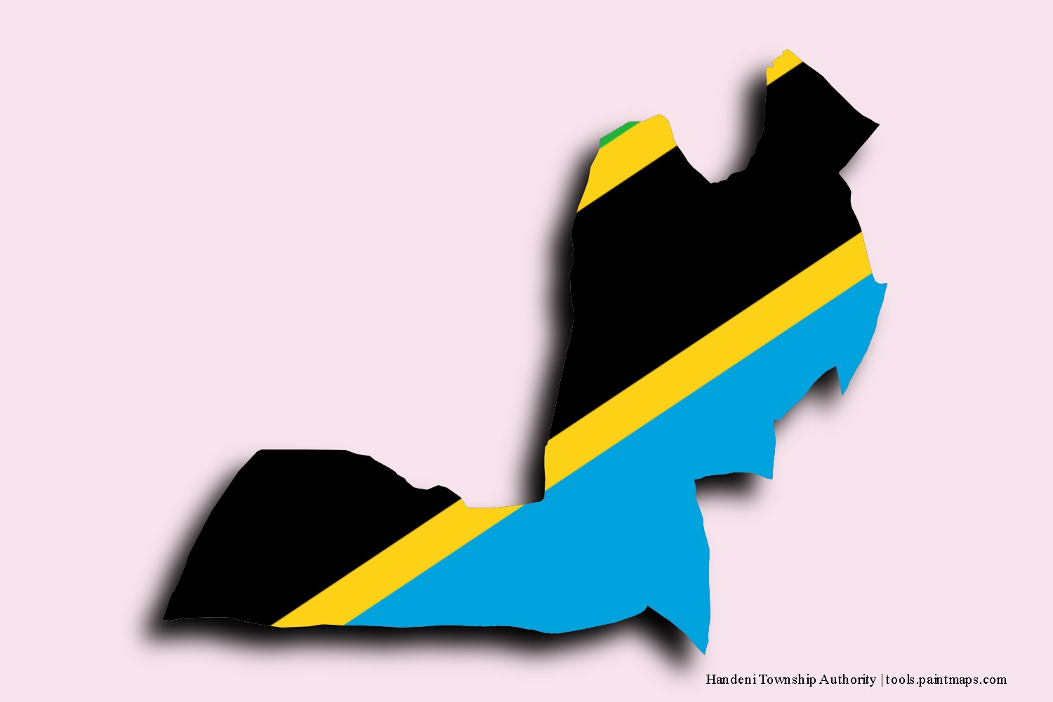 flag map of Handeni Township Authority with 3D shadow effect