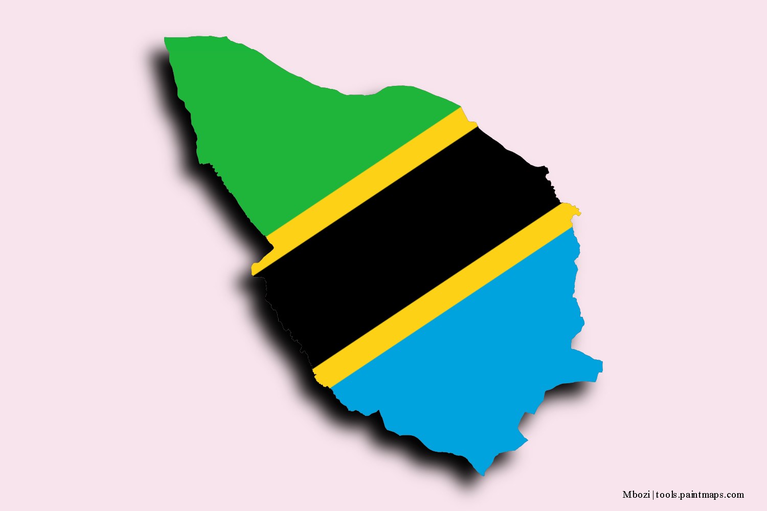 flag map of Mbozi with 3D shadow effect