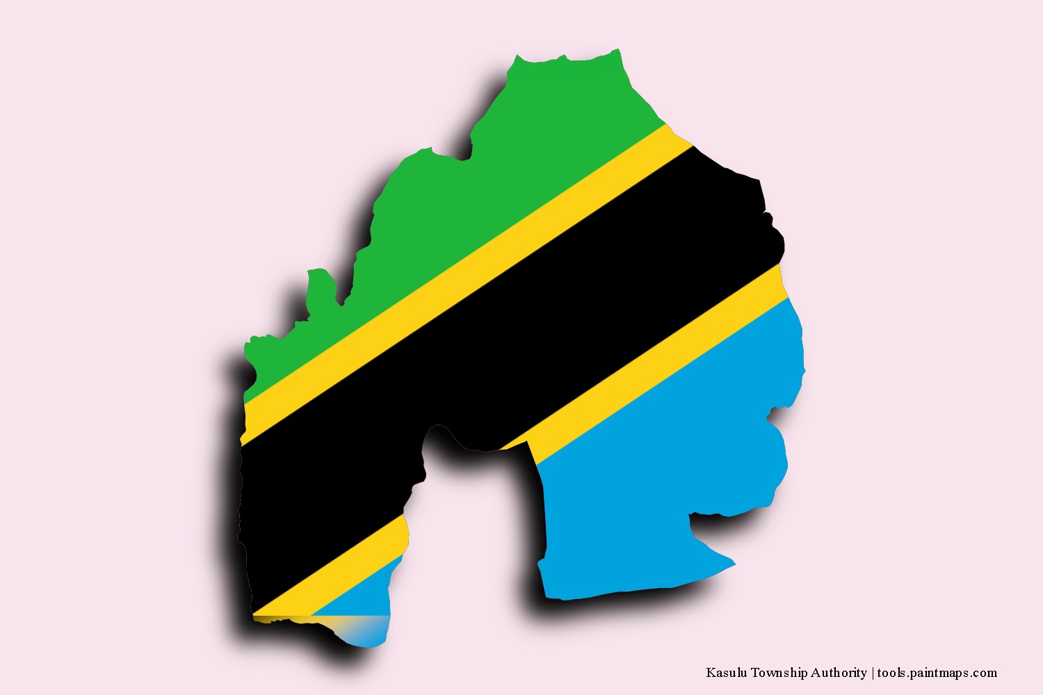 flag map of Kasulu Township Authority with 3D shadow effect