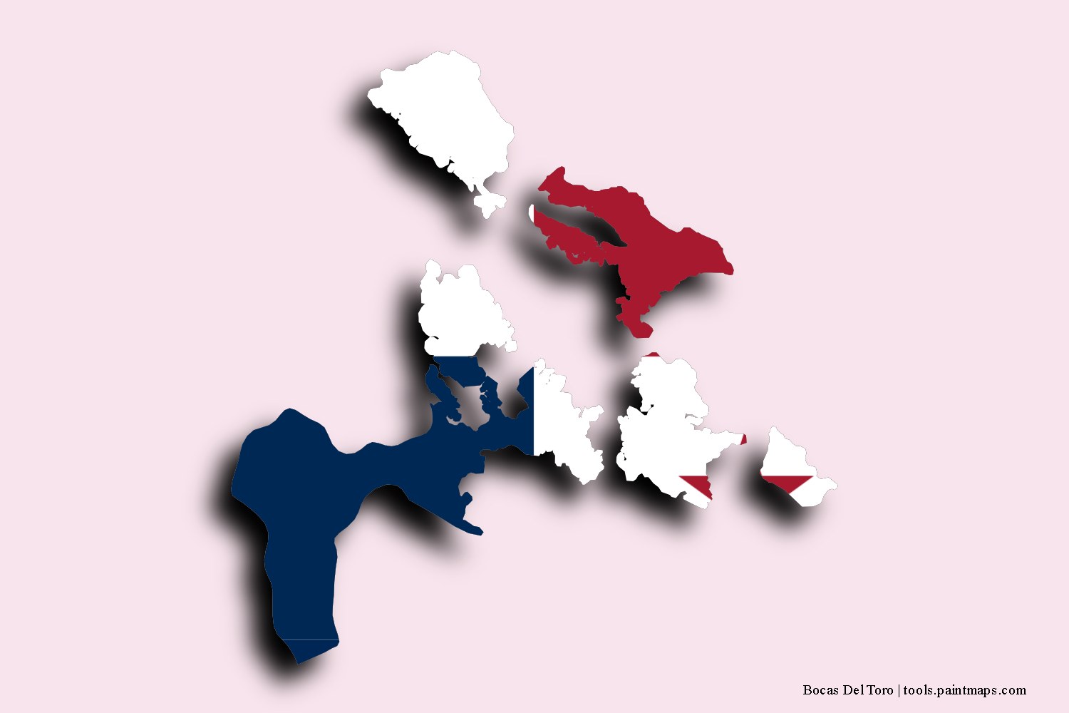 flag map of Bocas del Toro with 3D shadow effect