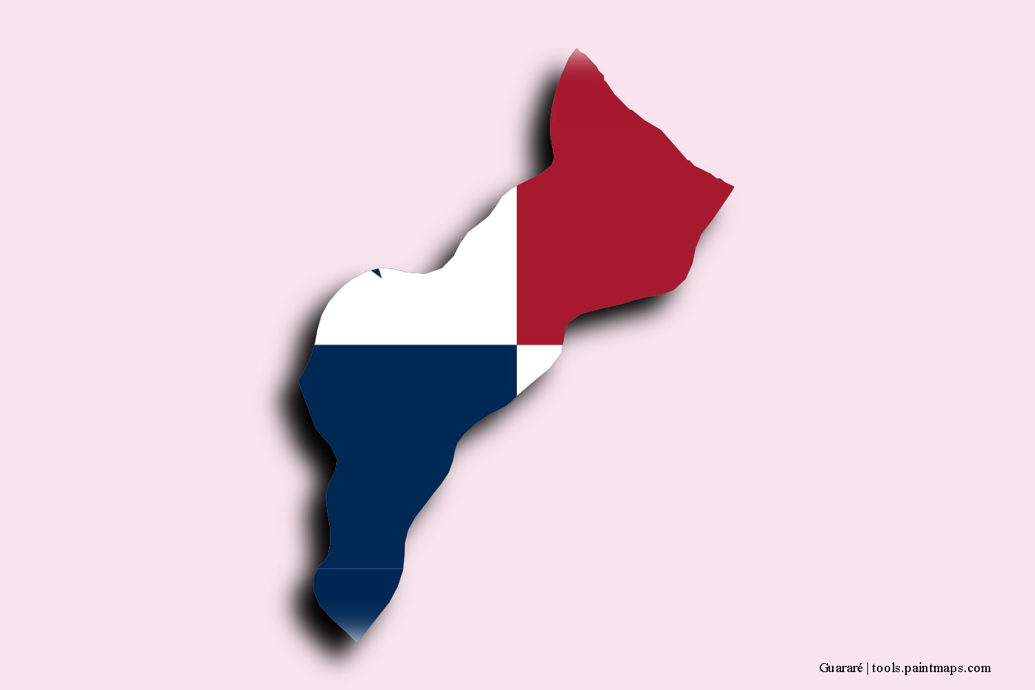 flag map of Guararé with 3D shadow effect