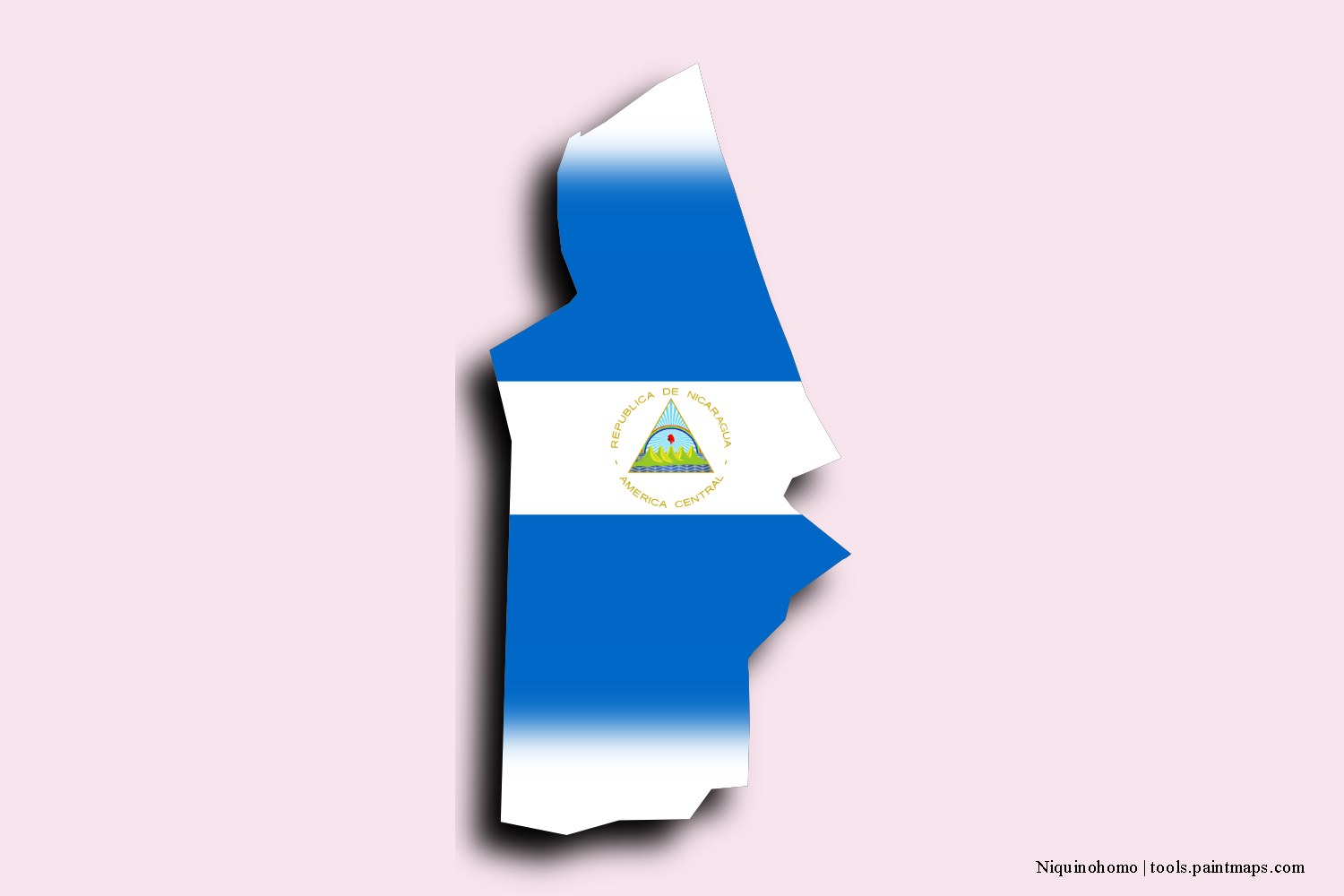 Mapa de la bandera de Niquinohomo con efecto de sombra 3D